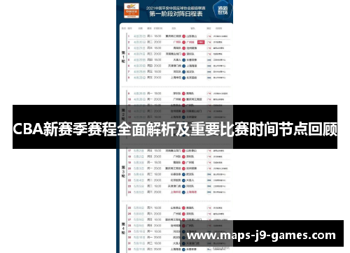 CBA新赛季赛程全面解析及重要比赛时间节点回顾
